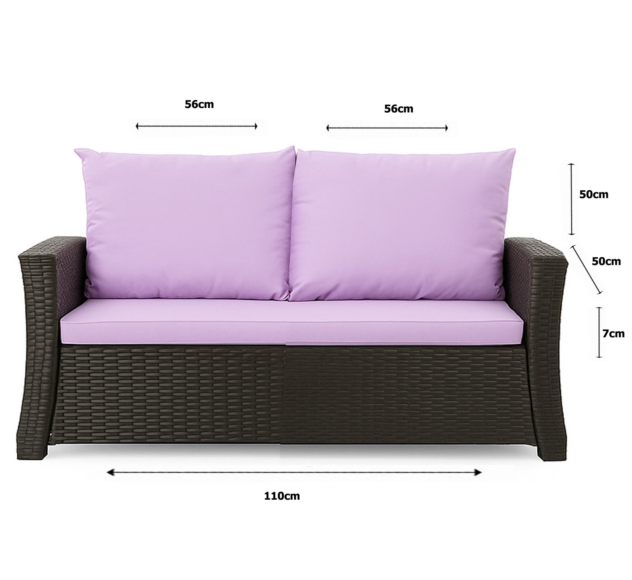 Coussins de canapé meubles de jardin en résine tressée Violet, Coussins balançoire d'extérieur 110x50x50cm Coussin pour banquette 2 places mix - 3
