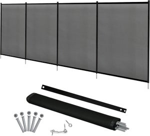 COSTWAY Barrière de Protection Piscine 360 x 125 cm(L x H), Clôture Barrière de Sécurité pour Piscine en Tissu Cadre en Aluminium, Noir