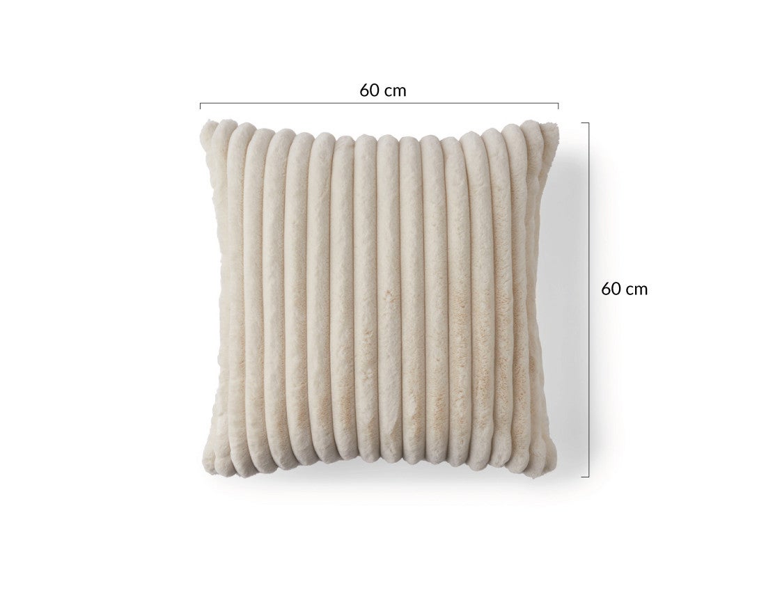 Coussin en fausse fourrure côtelée beige 60 x 60 cm - SIERRA - Best Mobilier - 4