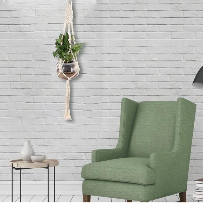 Appendiabiti per piante in cotone con motivo a rombo in corda con 12 perline portavasi da appendere per la decorazione domestica | Leroy Merlin Appendiabiti per piante in cotone con motivo a rombo in corda con 12 perline portavasi da appendere per la decorazione domestica | Leroy Merlin