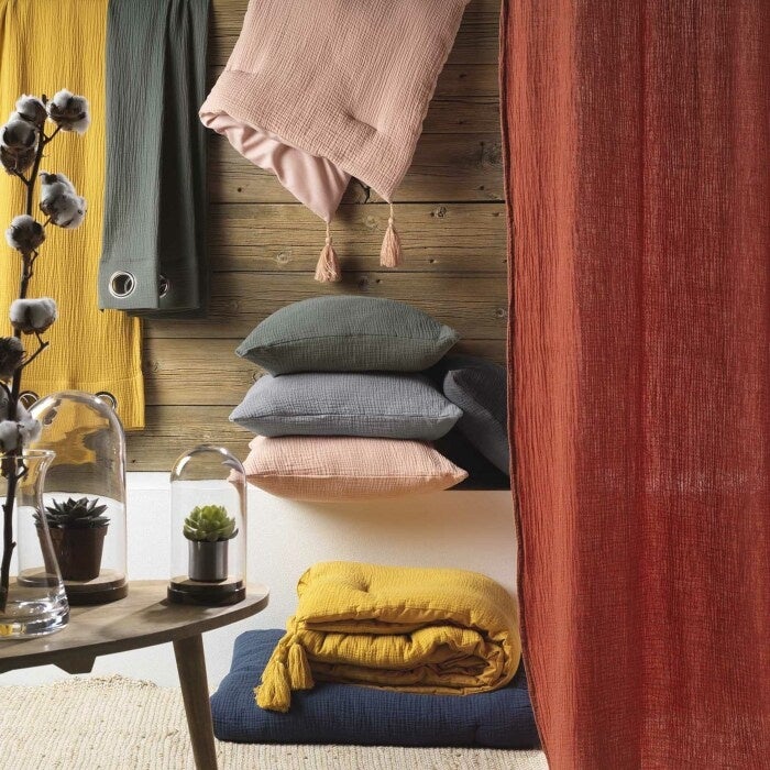 Drap housse 2 personnes 160 x 200 cm double gaze coton 57 fils Angelia Sauge - 5