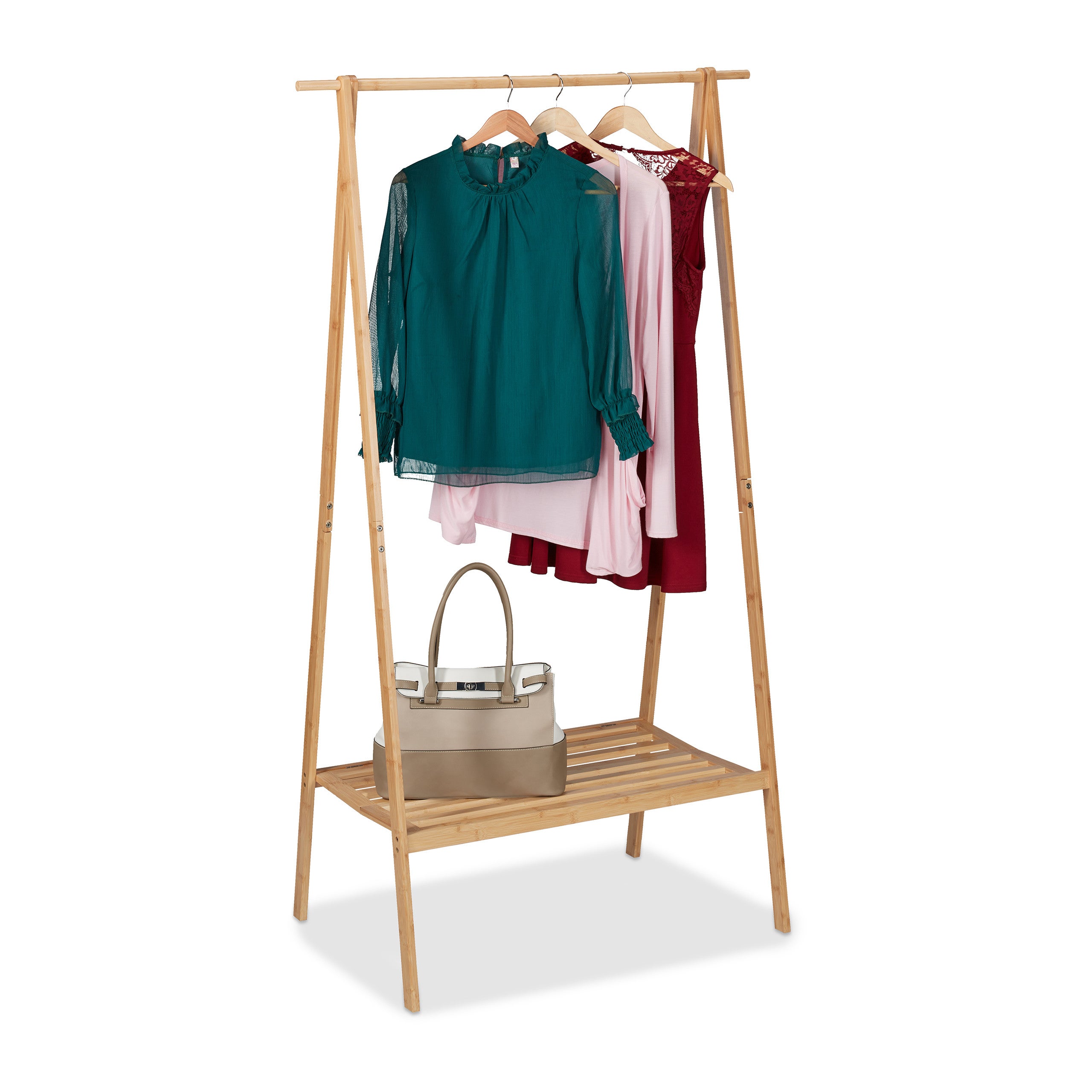 MSV Penderie Tissu XL Pliable 90x50x160 Cm Avec Tringle - Rangement Pratique