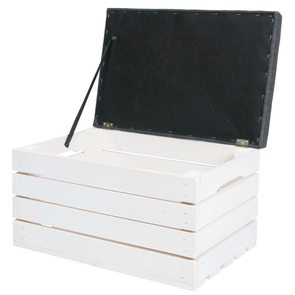 POUF Coffre de rangement en bois blanc banc avec siège rembourré - 2