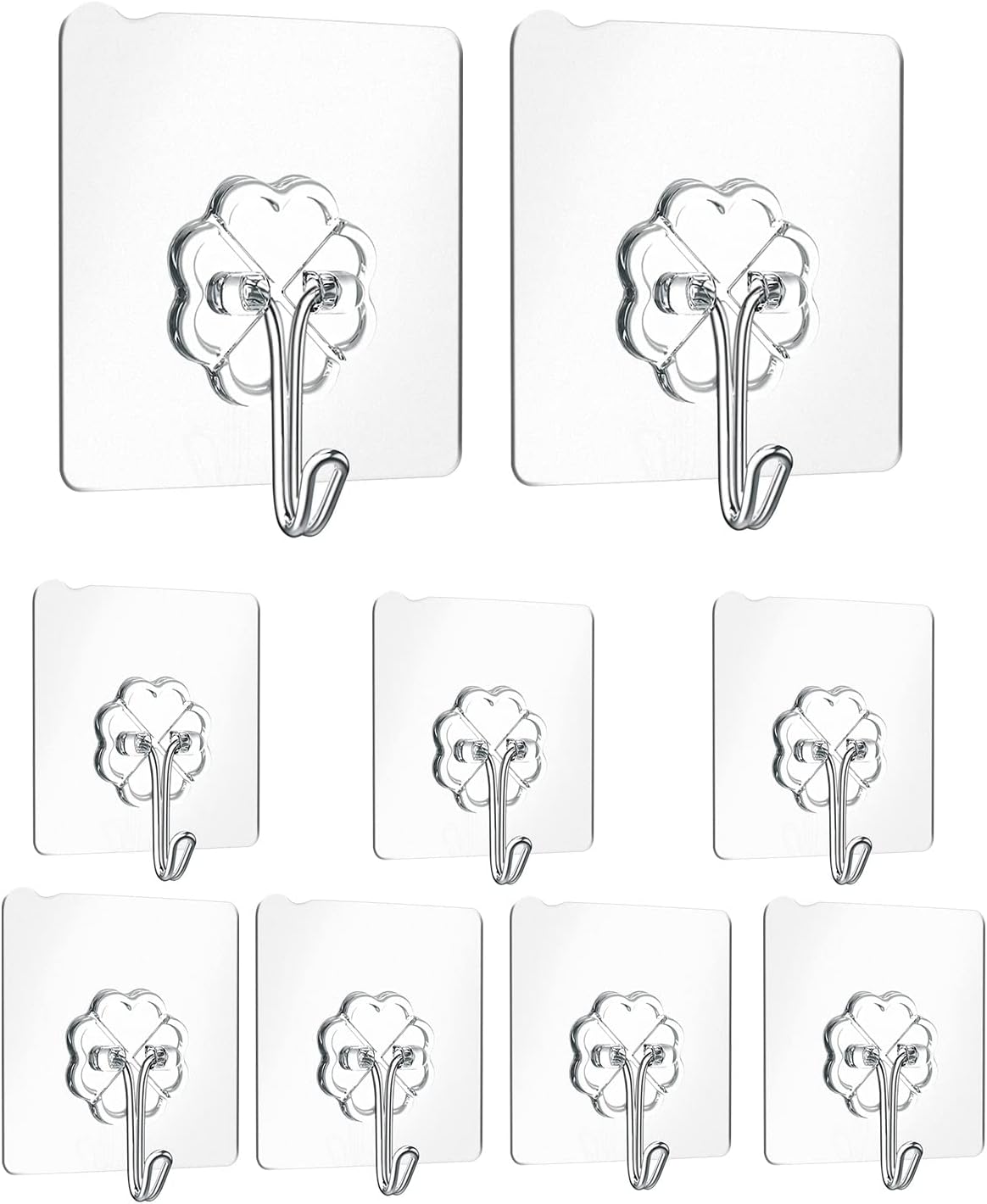 Haczyki ścienne samoprzylepne, 9 sztuk haczyków samoprzylepnych, haczyki samoprzylepne, maksymalne obciążenie 8 kg, haczyki ścienne samoprzylepne do