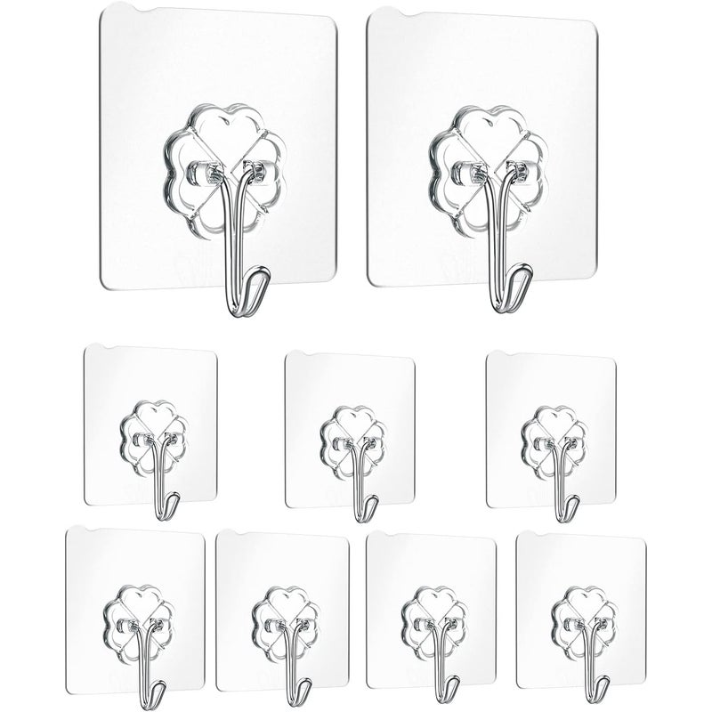 Haczyki ścienne samoprzylepne, 9 sztuk haczyków samoprzylepnych, haczyki samoprzylepne, maksymalne obciążenie 8 kg, haczyki ścienne samoprzylepne do