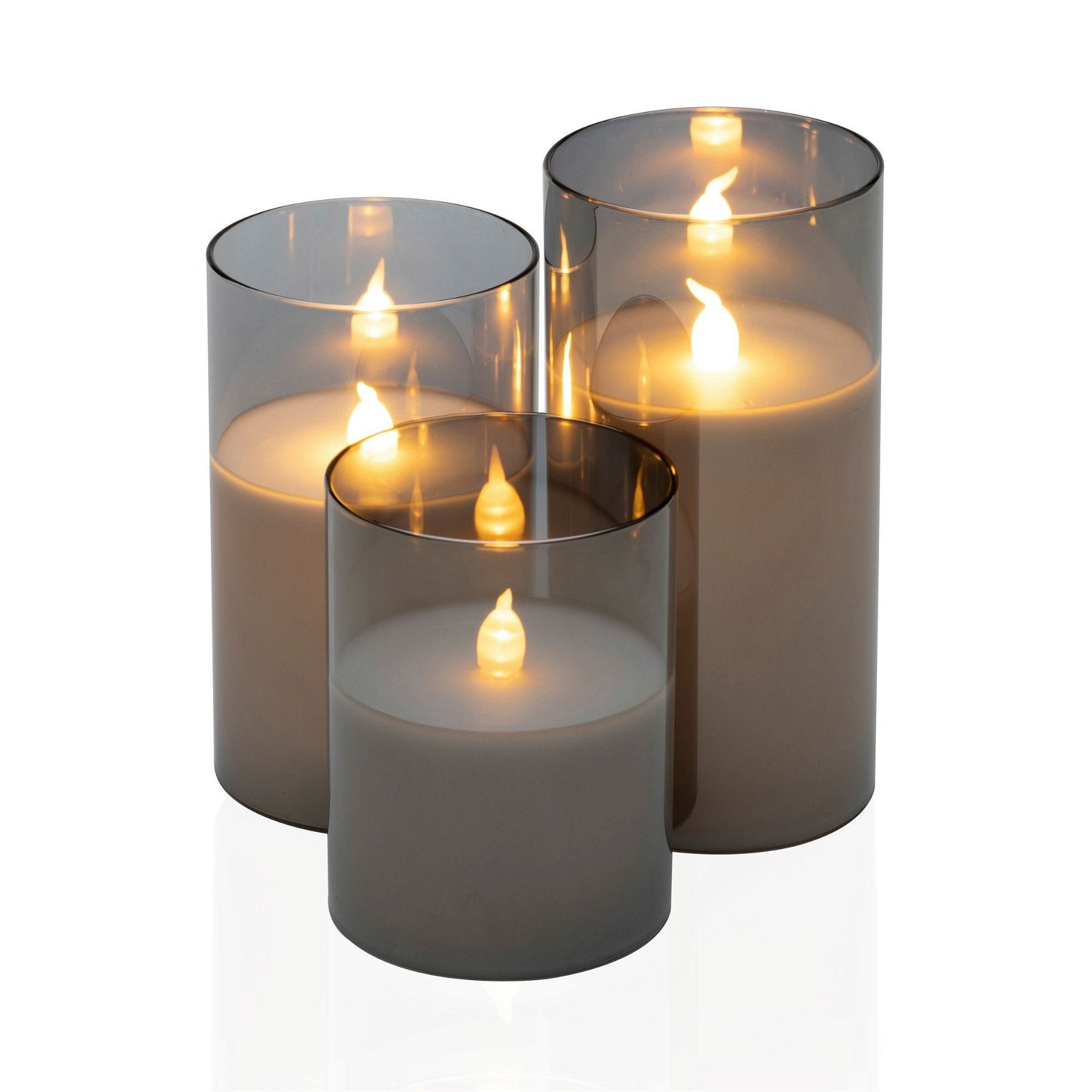 Pauleen Bougie LED Pile Classy Smokey 75mm 2400K Blanc#Verre fumé Verre#Cire - 3