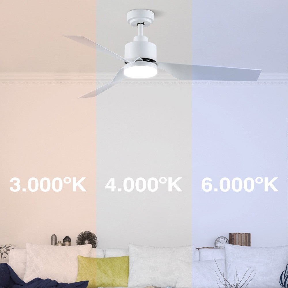 Ventilatore da soffitto silenzioso luce LED 15W Flip moderno elegante con pale bianche curvilinee ø127cm - 3