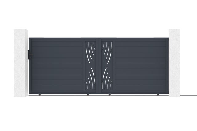 Portail coulissant 4m VELETA H.160cm aluminium gris