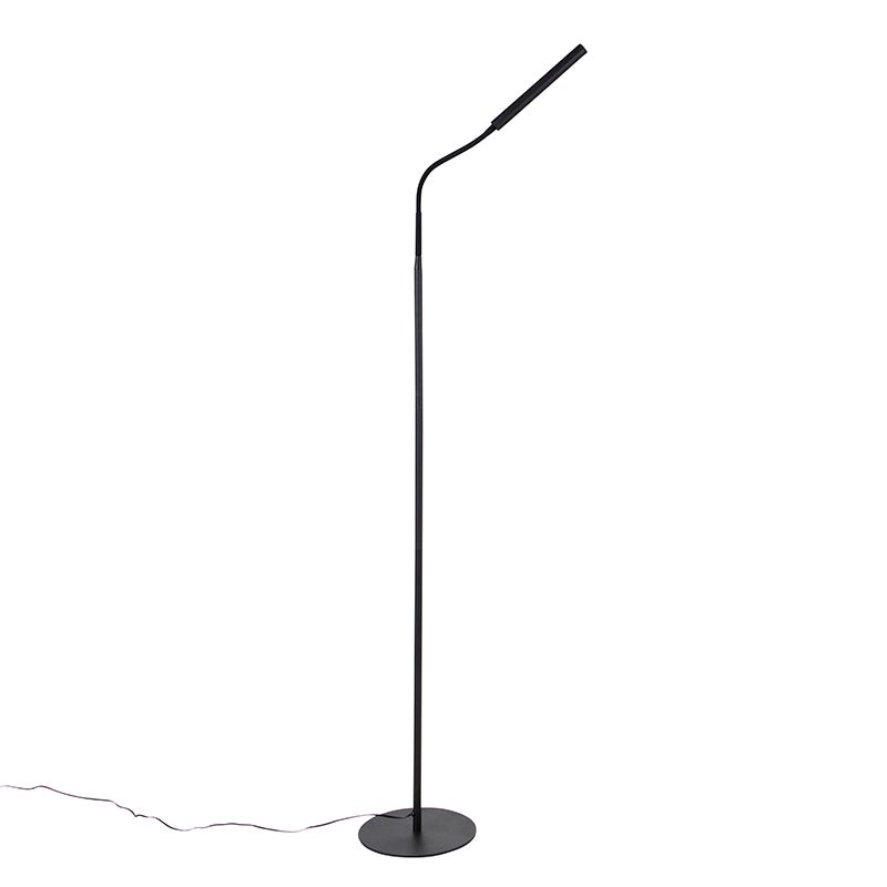 Qazqa design lampadaire - Palka - noir, led intégrée 6w incluse, Integrated led, 2700k, blanc chaud, dimmable, 142.4cm, idéal - 5