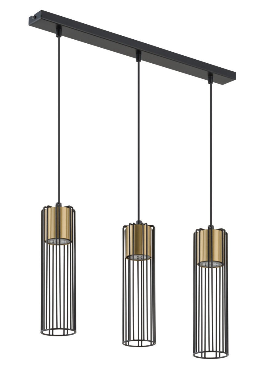 Lampa wisząca Fobia czarno-złota 3xGU10x25W dekoracyjna wym: 80 x 60 x 7,5 cm metal SIGMA