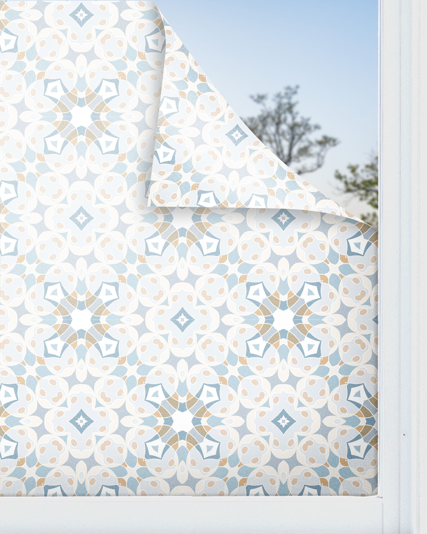 Panorama vinilo para ventanas hidráulico tipo oriental azul 73x100 cm - vinilos adhesivo para cristal - pegatina opaca - vinilo translúcido