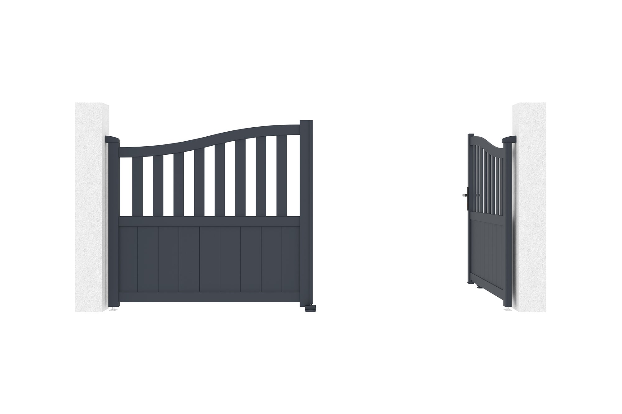Portail battant 3m MEIJE H.140cm aluminium gris - 6