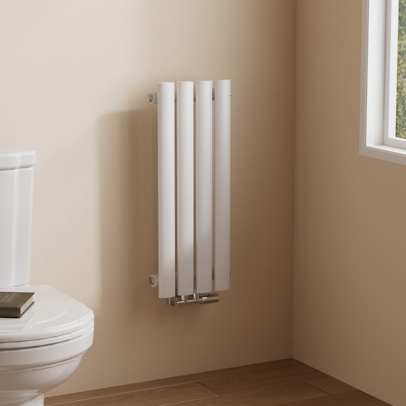 EMKE Grzejnik Stalowy Pojedynczy Pionowy 117W, 60x24 cm, 6 bar, do 2 m² – Biały