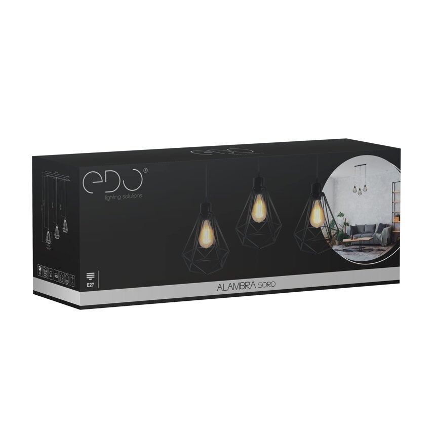Lampa wisząca Alambra SORO 3xE27 czarna EDO777195 EDO SOLUTIONS - 7