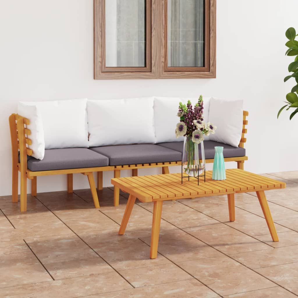 Ensemble Salon De Jardin 3 Pièces En Bois D'acacia VidaXL - Table Et 2 Chaises, Style Rustique Pour Extérieur - 4