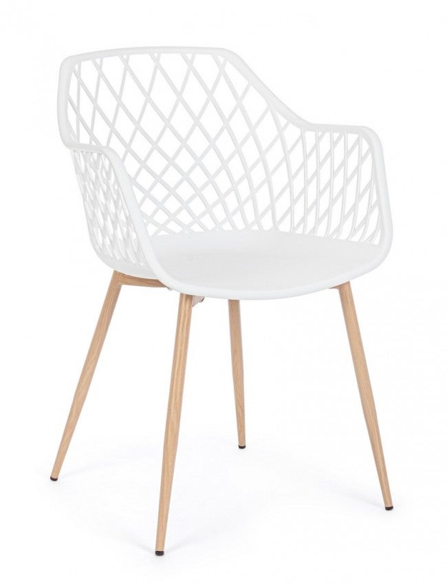 Zestaw 4 krzeseł do jadalni ze stali i białego polipropylenu