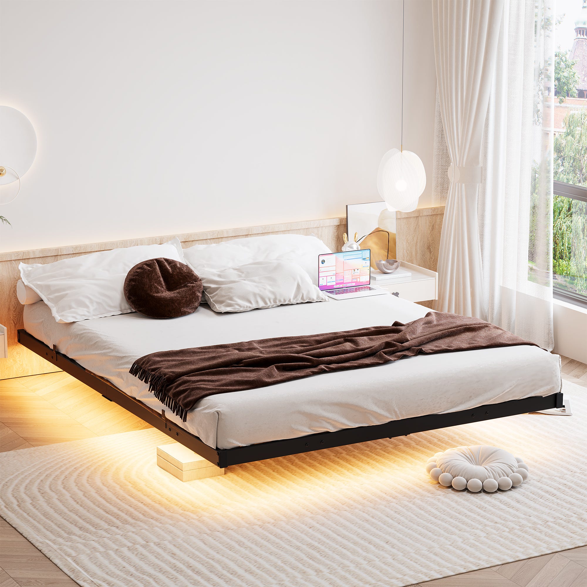 Lit Coffre 140x190 Cm Avec Tête De Lit De Rangement Beige - Lit Lit Coffre 140x190 Cm Avec Tête De Lit De Rangement Beige - Lit