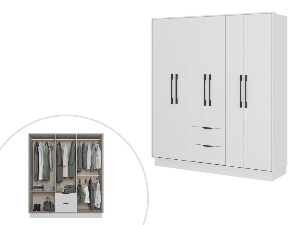 Armoire 6 portes et 2 tiroirs - L162 cm - Blanc - FEOVA - 5