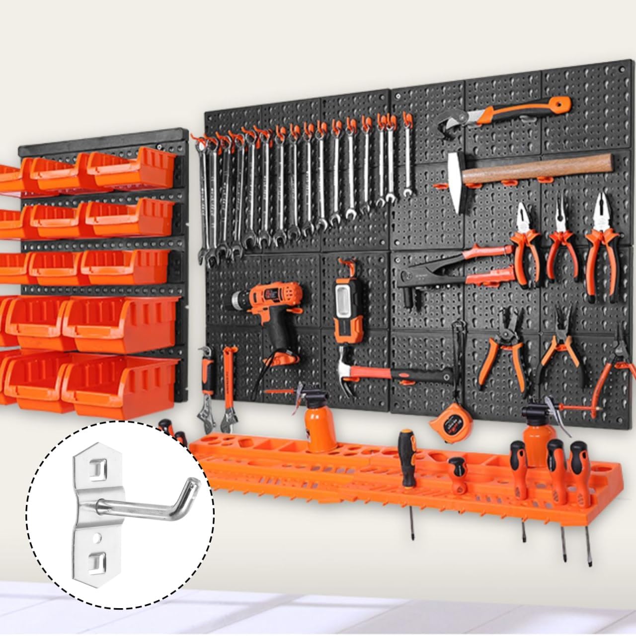Crochet pour Panneau Perforé: 12 Pièces Crochets de Suspension en Métal de 5cm pour Organiser Outils sur Panneau Perforé Mural pour Garages, Remises - 5