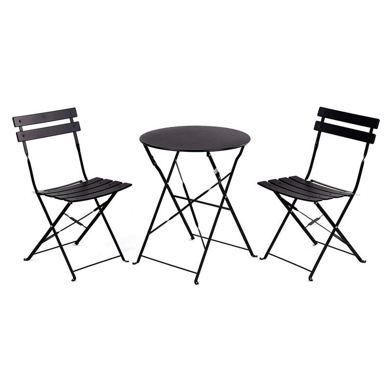 Ensemble Table Et 2 Chaises Pliantes GOKHOMX - Table Cuisine 110x40cm Avec étagère - Pour Petit Espace, Balcon, Jardin