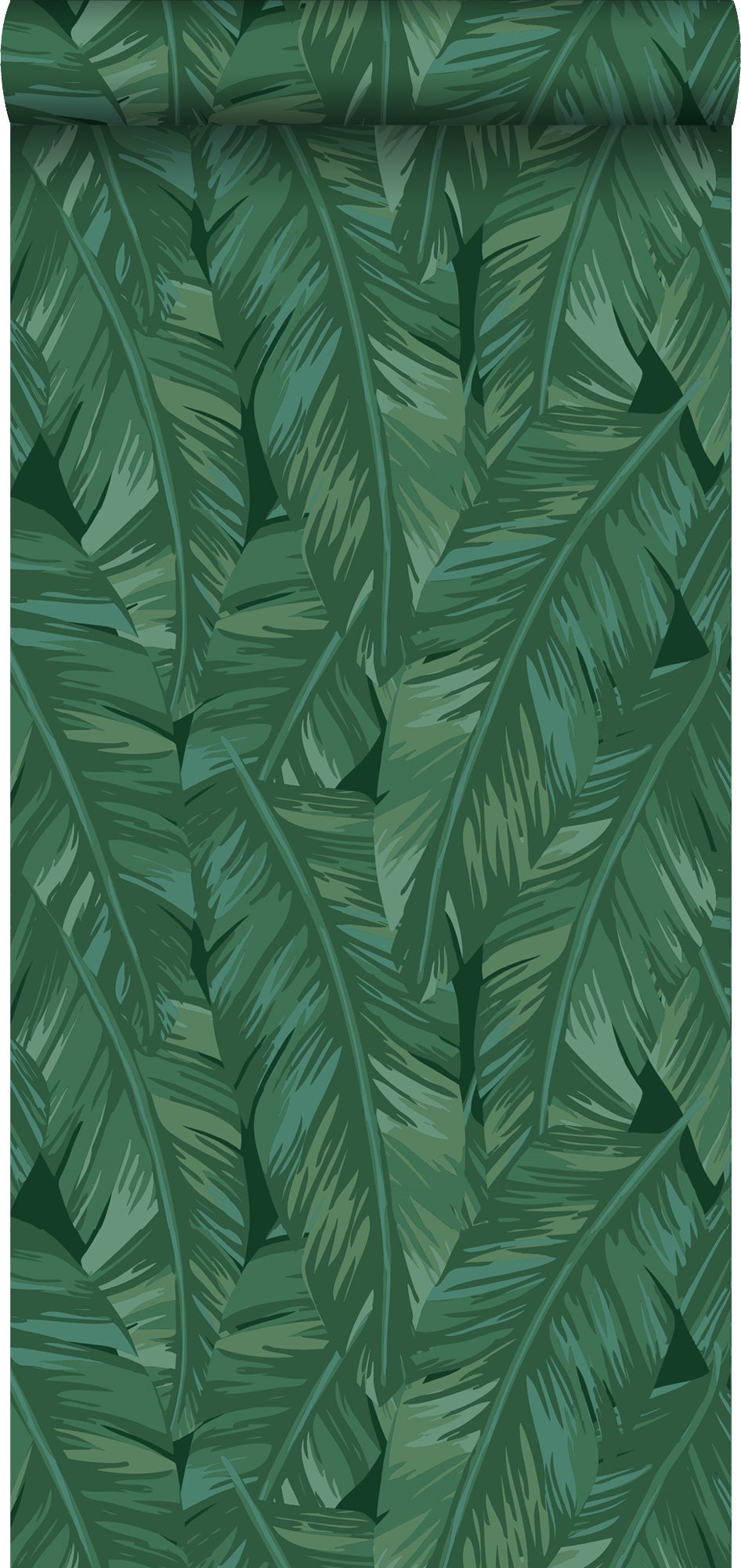 Papel pintado hojas de banano verde esmeralda - 0,53 x 10,05 m - estahome