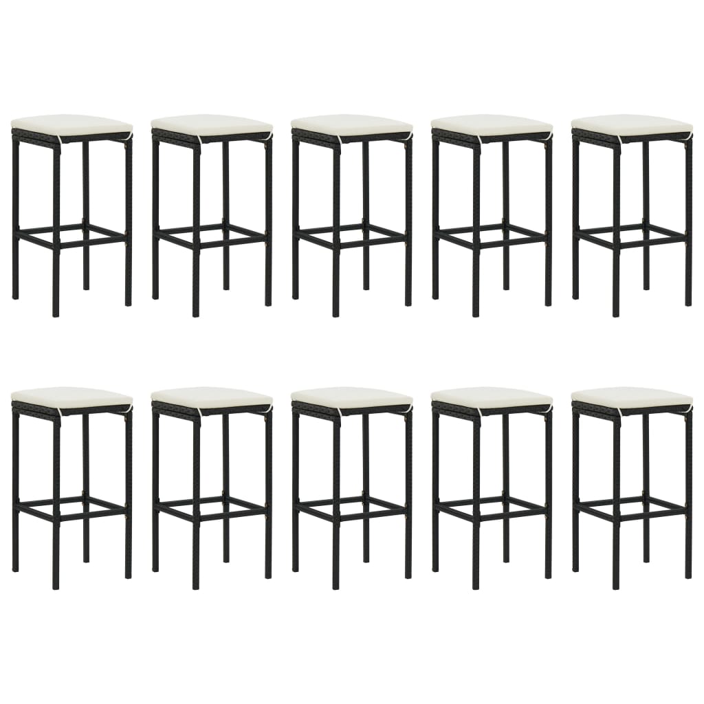 Maison Exclusive - Set Bar da Giardino 11 pz con Cuscini in Polyrattan Nero - 4