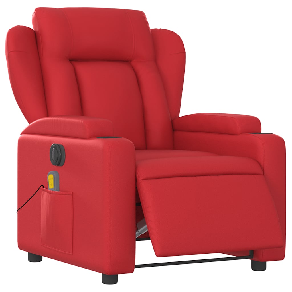 Maison Exclusive - Sillón de masaje reclinable eléctrico de cuero artificial rojo - 3