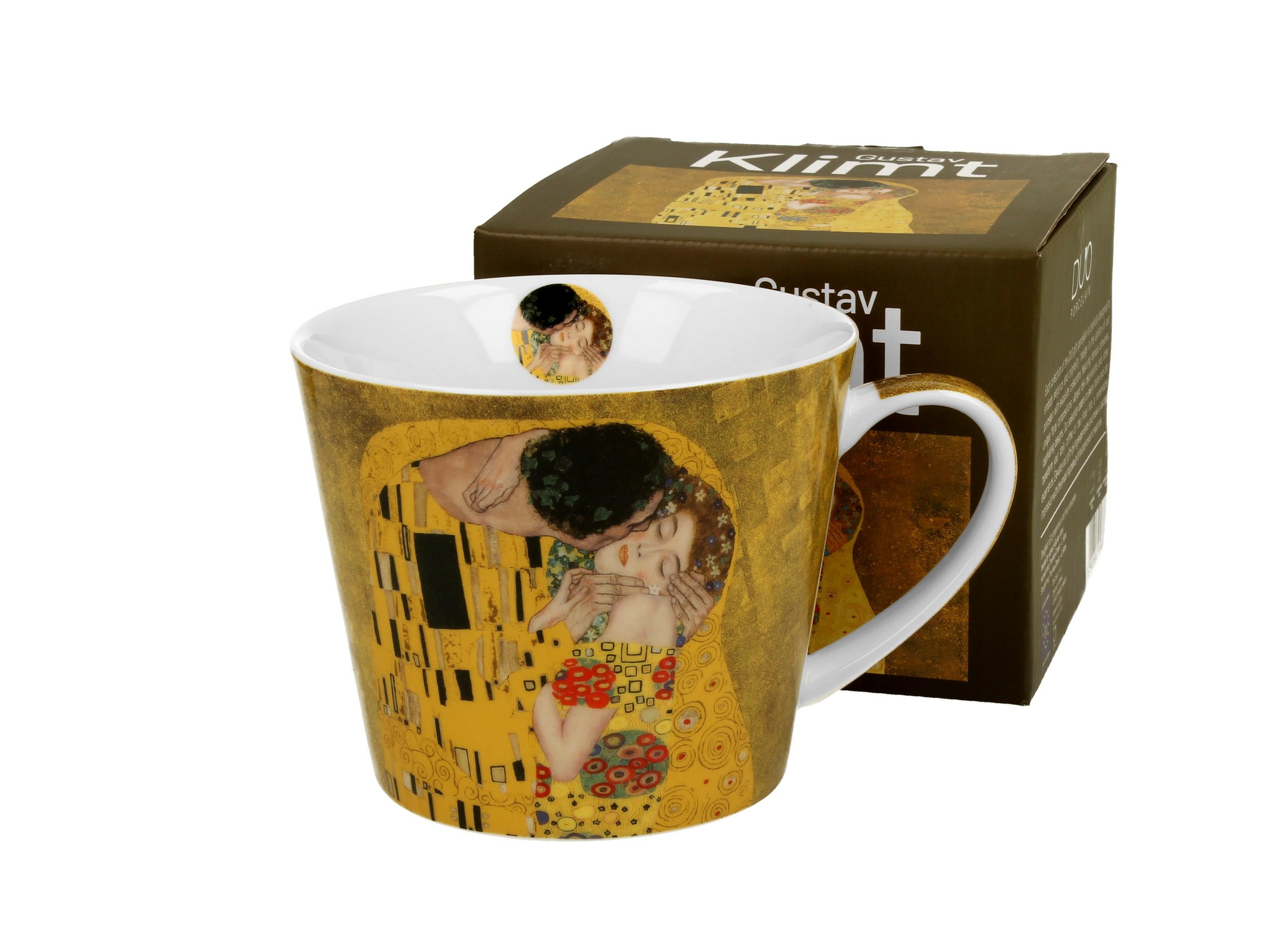 Kubek Art. Gallery Duo Porcelanowy biało-beżowy Gustav Klimt Pocałunek 1 szt.