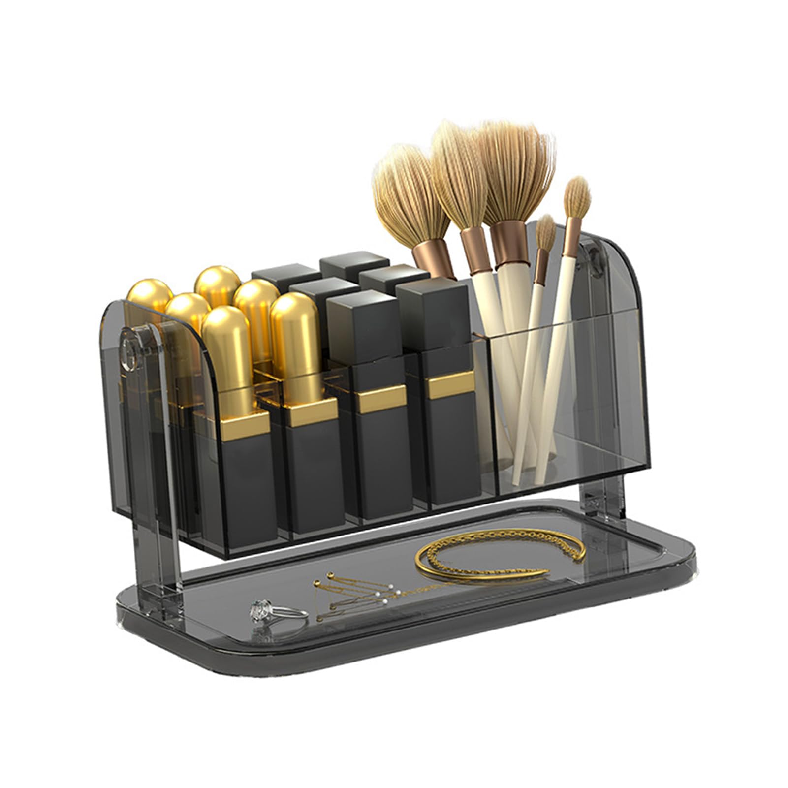 Boîte de rangement pour rouge à lèvres, support de maquillage rotatif amovible et transparent, organiseur de pinceaux, accessoires de beauté, - 3