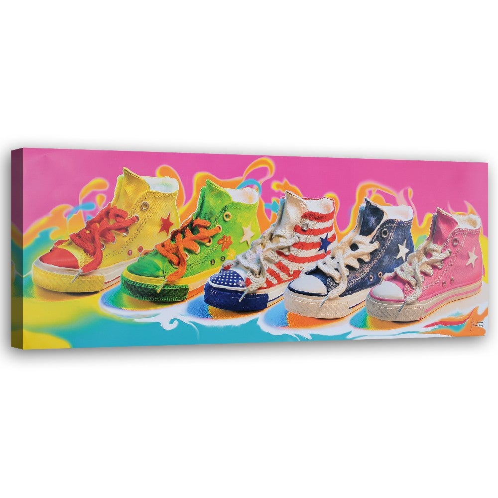 Obraz na płótnie, Kolorowe trampki 150x50