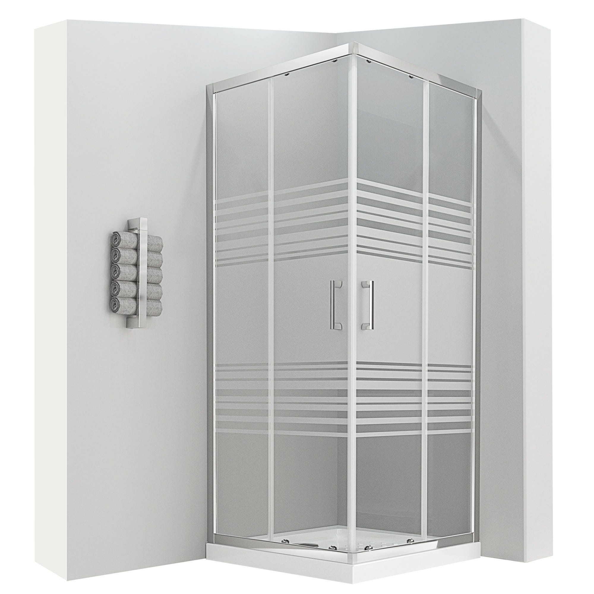 Cabine Paroi De Douche D'angle 2+2 ALLSTONE BASIC, Sans Profil Inferieur 120x80 Cm Verre Serigraphie Profil Blanc 88942270 Cabine Paroi De Douche D'angle 2+2 ALLSTONE BASIC, Sans Profil Inferieur 120x80 Cm Verre Serigraphie Profil Blanc 88942270
