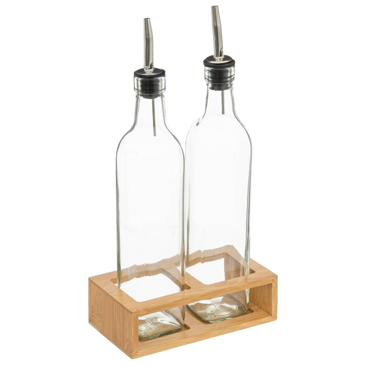 5five Simply Smart - Set Da 2 Bottiglie Per Olio E Aceto In Vetro Con Tappo In Bambù, 0,48 L - 4