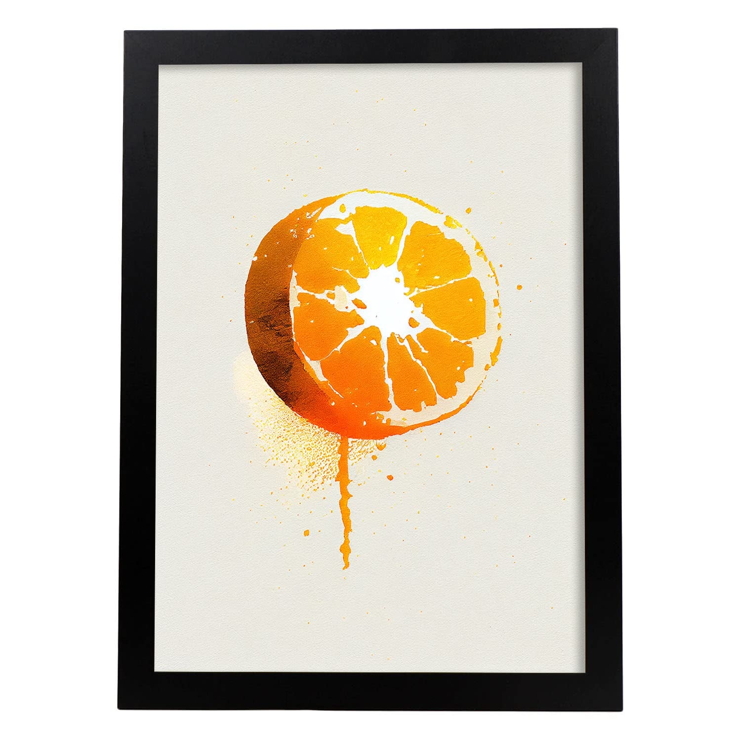 Nacnic poster de naranja a todo color ilustraciones de frutas verduras y comida sana en estilo acuarela diseño moderno y modelo 2 a3 con marco negro