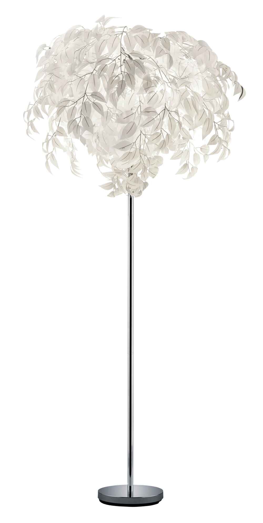 Lampa podłogowa stojąca Leavy srebrno-biała 3xE14x28W wym: 180 x 70 x 70 cm tworzywo sztuczne RL