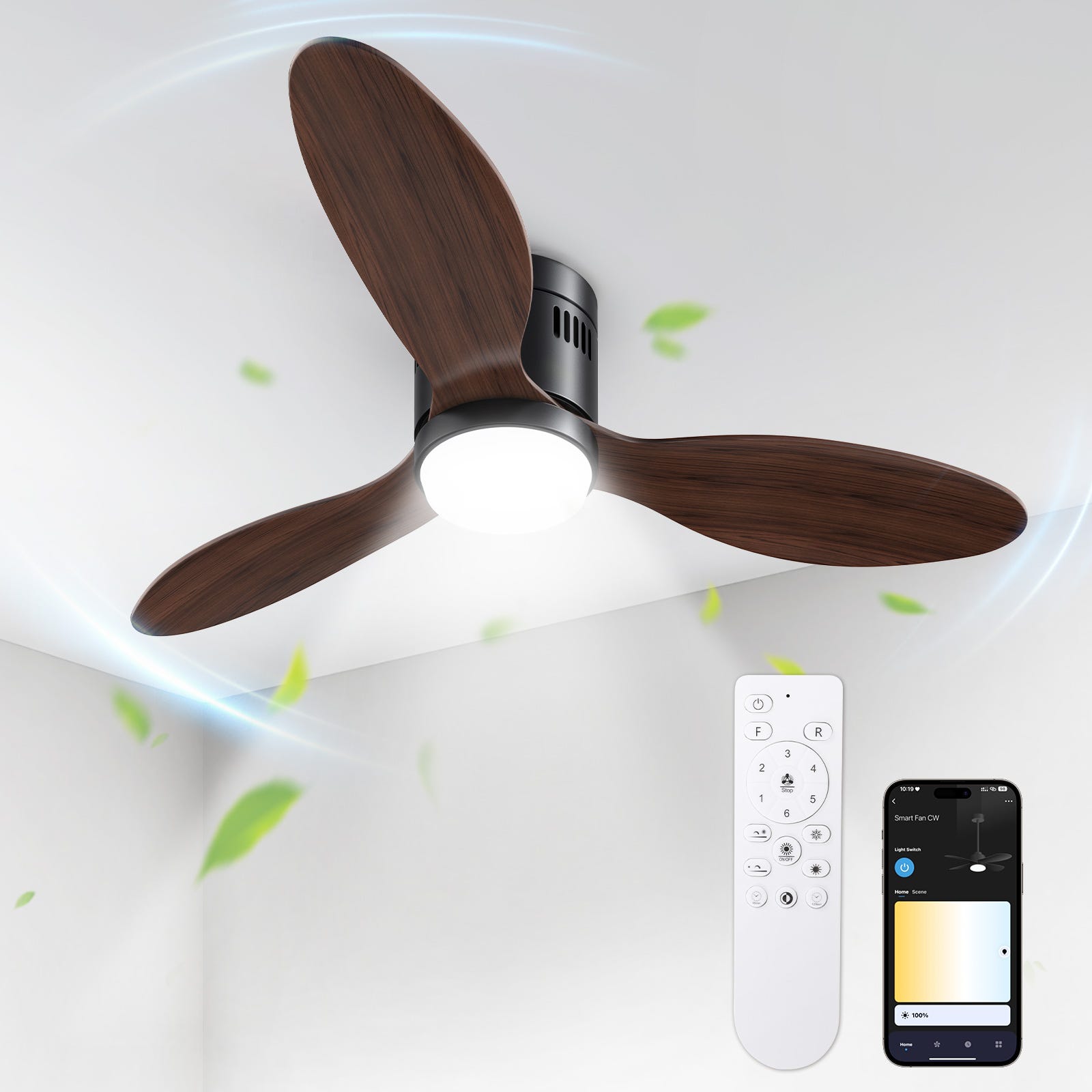 Ventilateur de plafond 80 W avec minuterie et éclairage LED Ventilateur de plafond 80 W avec minuterie et éclairage LED