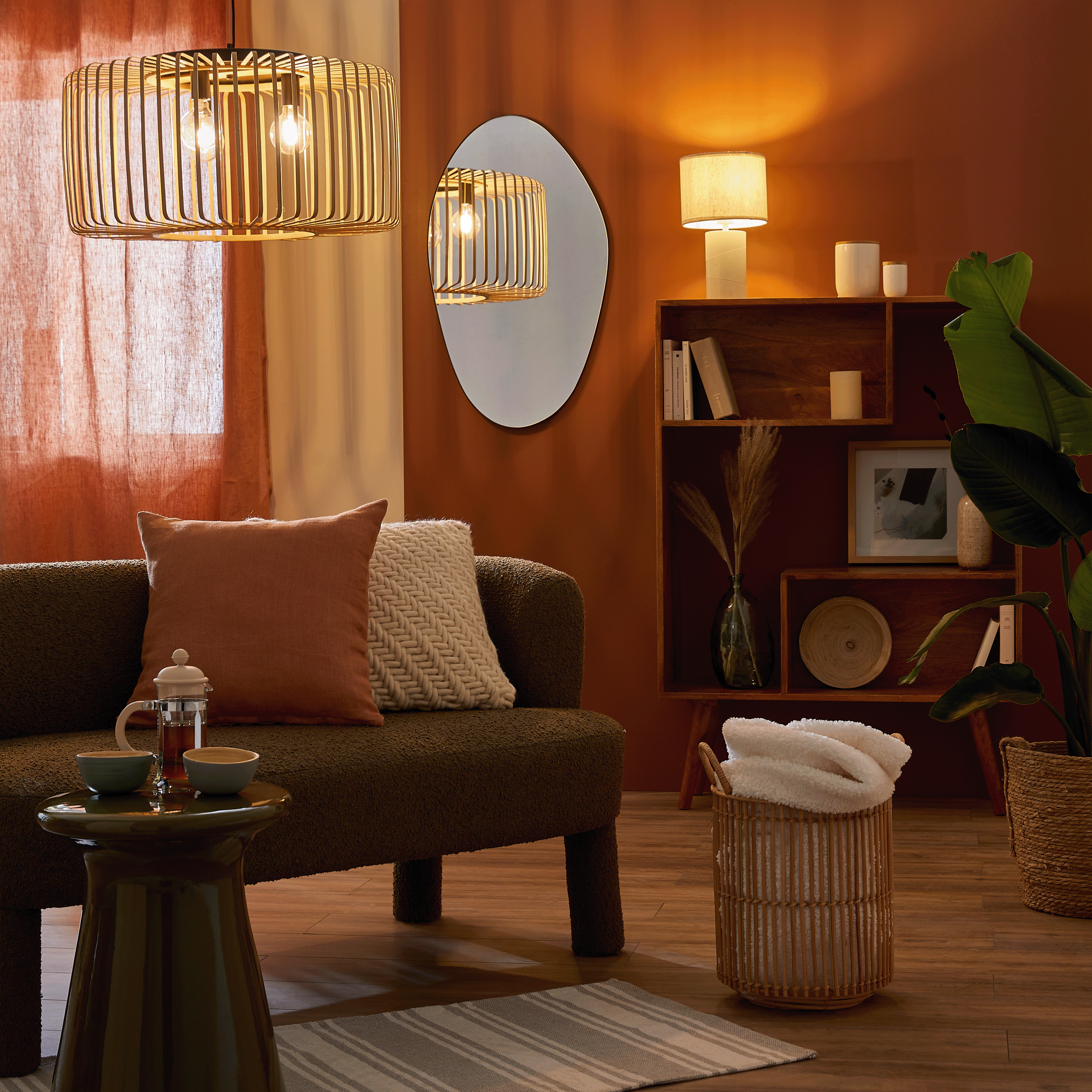 Rideau tamisant LENAYA - l.140 x H.280 cm - Lin - Terracotta - INSPIRE - 6