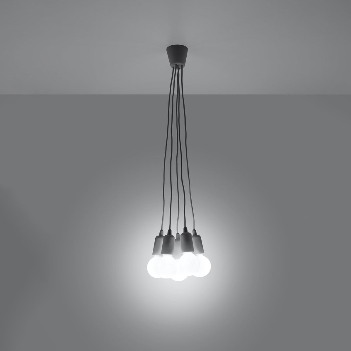 Lampa wisząca ASTIS 5 szara LED 3000K - 25x25x90cm Sollux