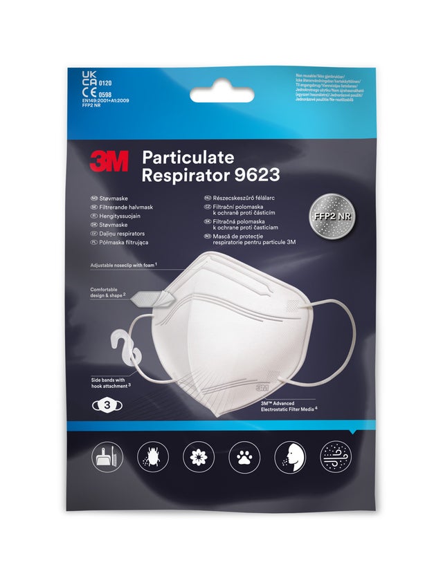 3M™ półmaska filtrująca 9623, FFP2, 3 szt.