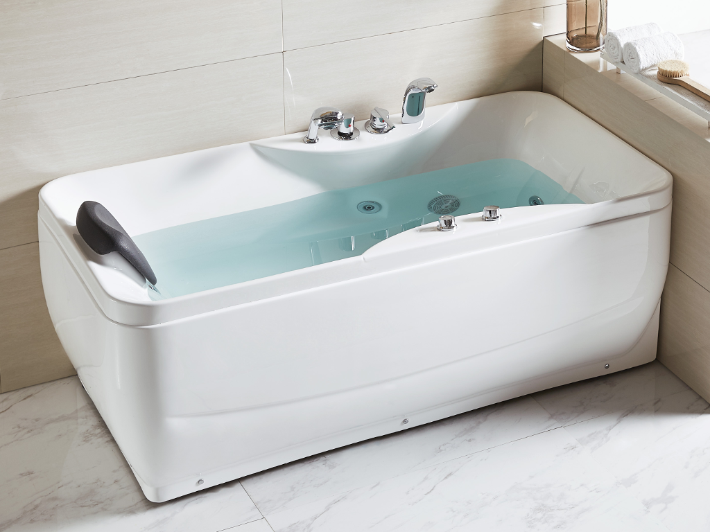 Baignoire balnéo - 150 x 75 x 54,5 cm - Blanche - Angle droit - 1 place - 140 L - GAVINO - 2