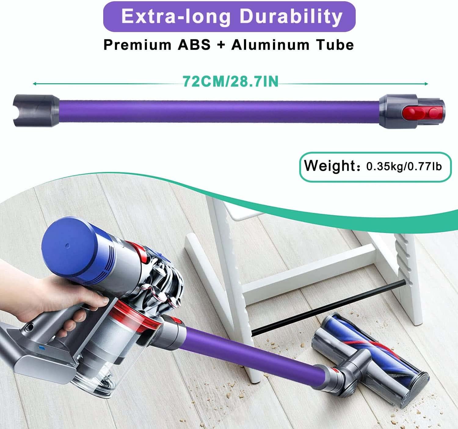 Tube d'extension de Rechange pour Dyson V11 V15 V10 V7 V8 Aspirateur Sans Fil, Tube Rallonge en Aluminium Baguette Extensible(Violet,72cm) - 3