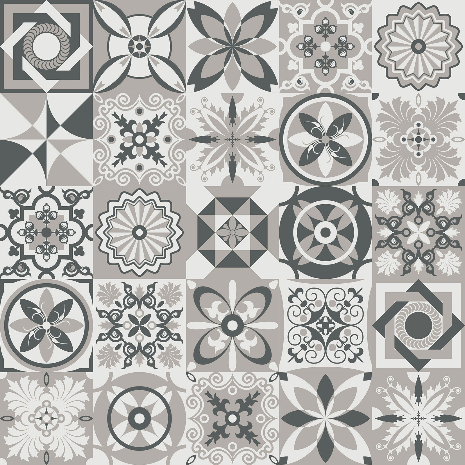 Crédence adhésive sticker décoratif pour cuisine - Effet carreaux de ciment - Adhésif BRILLANT - 50x50 cm - 2