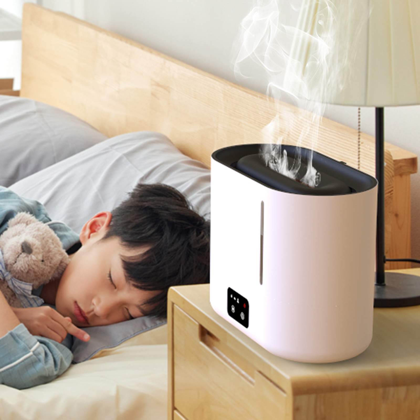 Umidificatore a ultrasuoni con effetto fiamma 3D, diffusore di oli essenziali, 3L, silenziatore, per 41-60m², bianco - 6