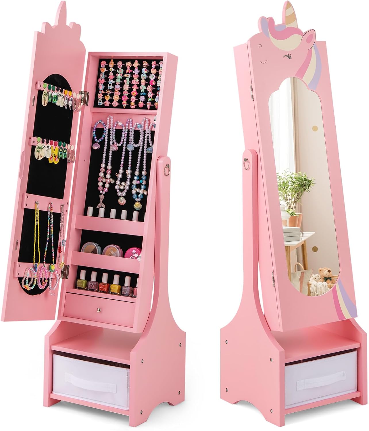 Kit Bricolage Miroir Licorne En Bois – 24 Pièces, 4 Formes, Feutres Et Paillettes Inclus – Activité Créative Fille