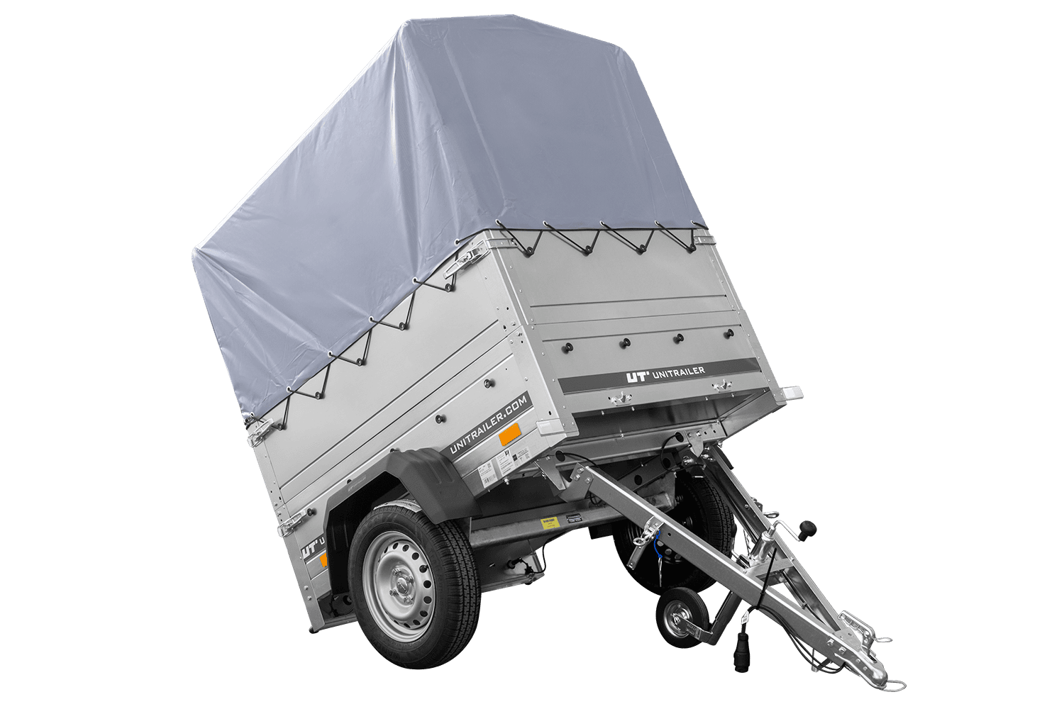 Przyczepka jednoosiowa 150x106 UNITRAILER GARDEN 150 KIPP z burtami BIS, stelażem H-800 i pokrowcem szarym 1 szt.