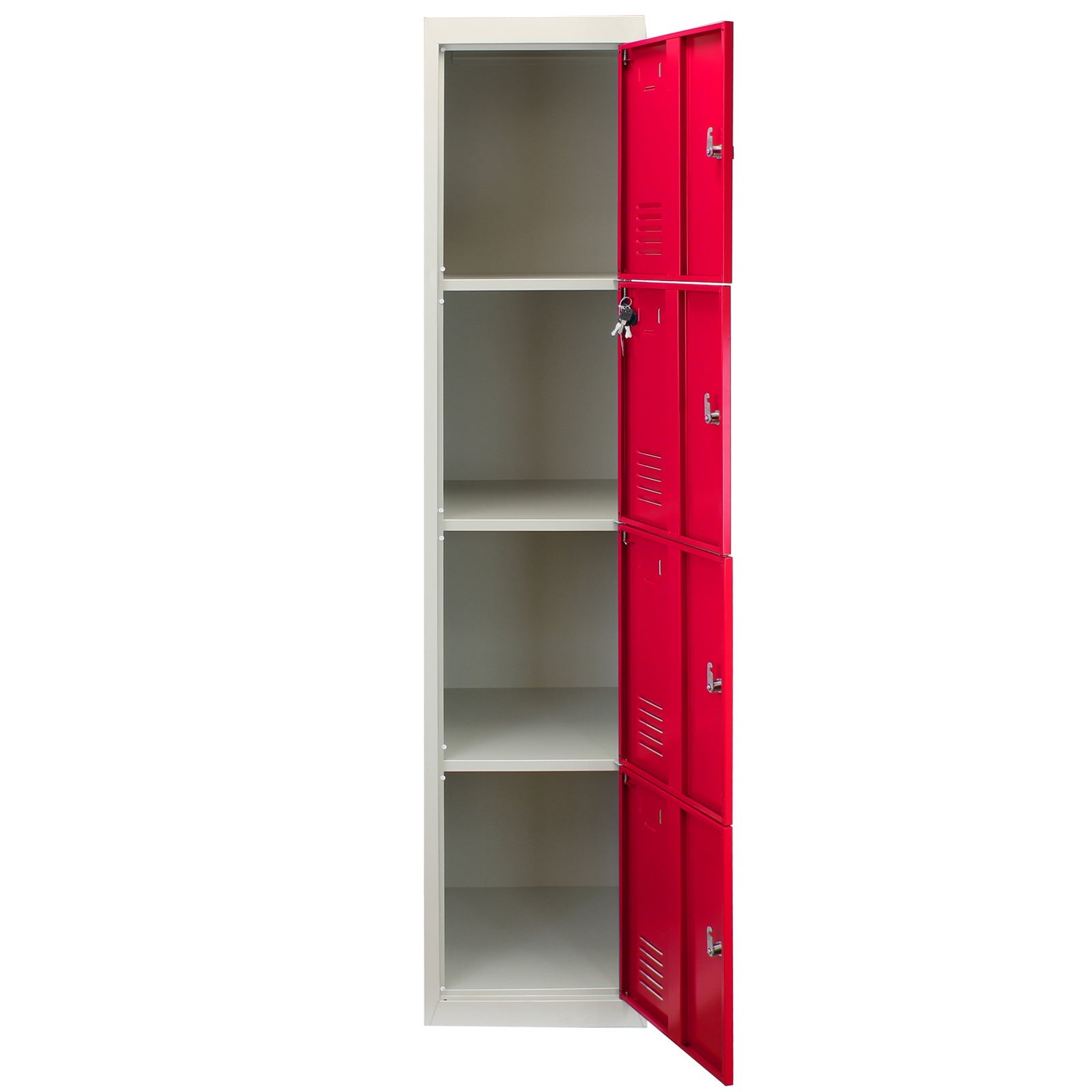 Casier Métallique 3 Portes Rouge/gris 180x90x50cm - Pour Vestiaire, Salle De Sport, école - Avec étagères, Aimants Et étiquettes