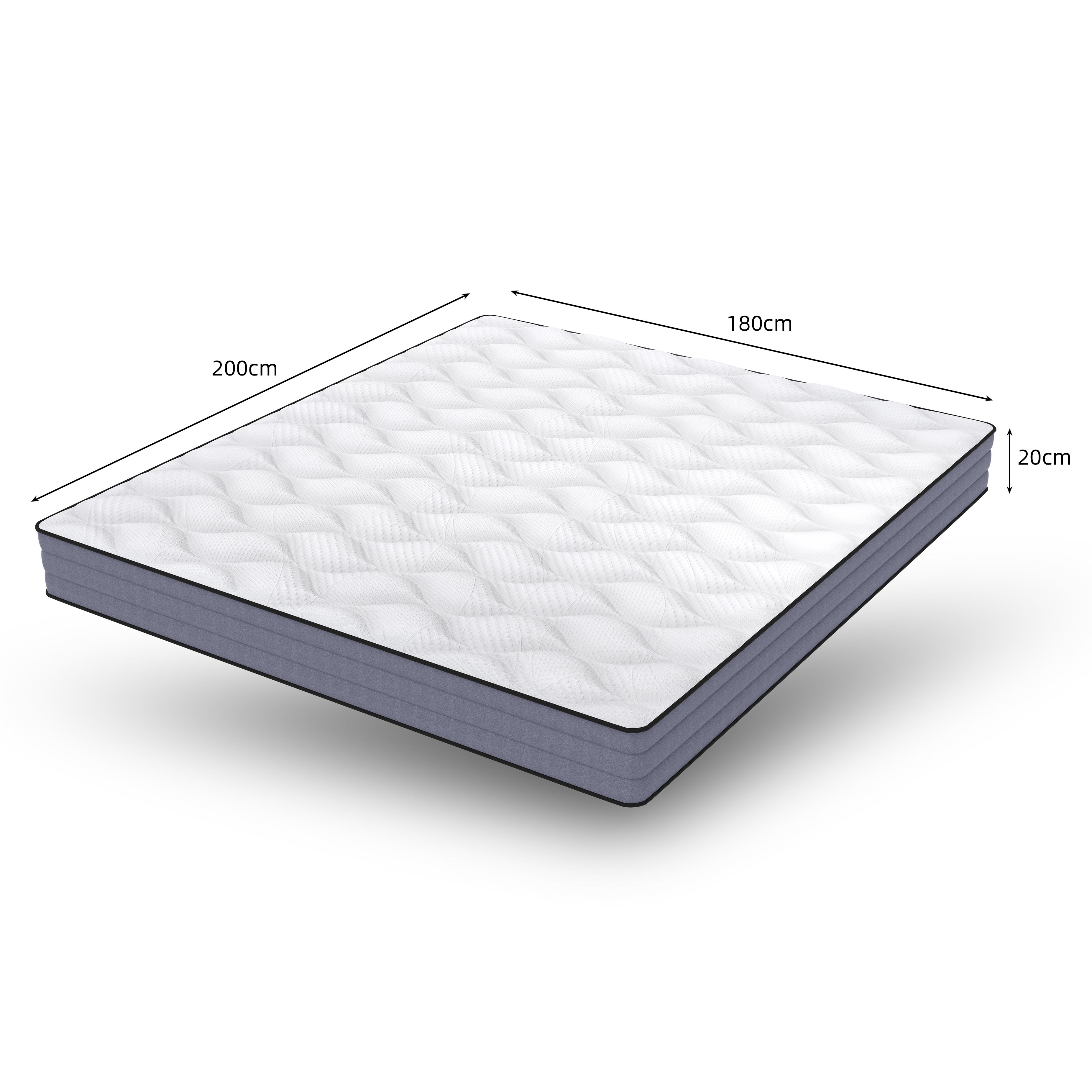 Materasso a molle insacchettate 180 x 200, certificato Oeko TEX, materasso viscoelastico 1000 molle e rivestimento in lyocell, altezza 20 cm. - 7