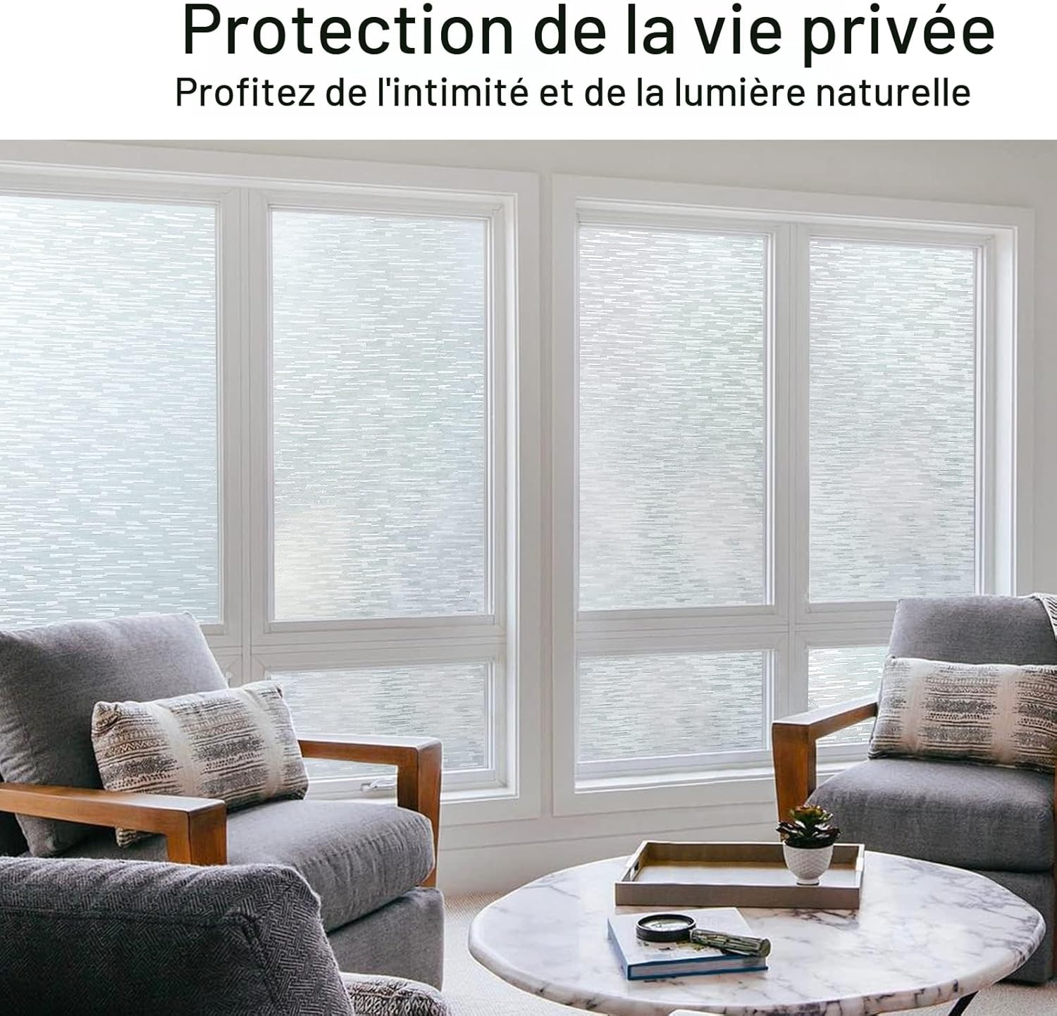 Film électrostatique Non adhésif pour fenêtre - Bloque Les UV - Film décoratif Amovible Opaque pour la Maison, la Salle de Bain - 44,5 x 200 cm - 2