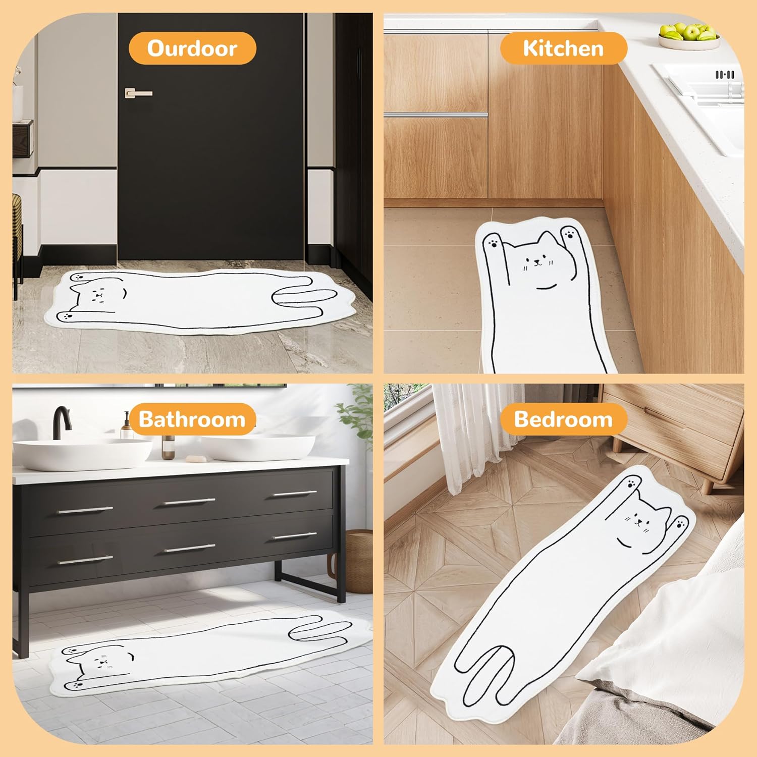 Tapis de chambre, tapis lavable en forme d'animal de compagnie, tapis de dessin animé mignon, tapis décoratif de chambre 40*120cm - 8