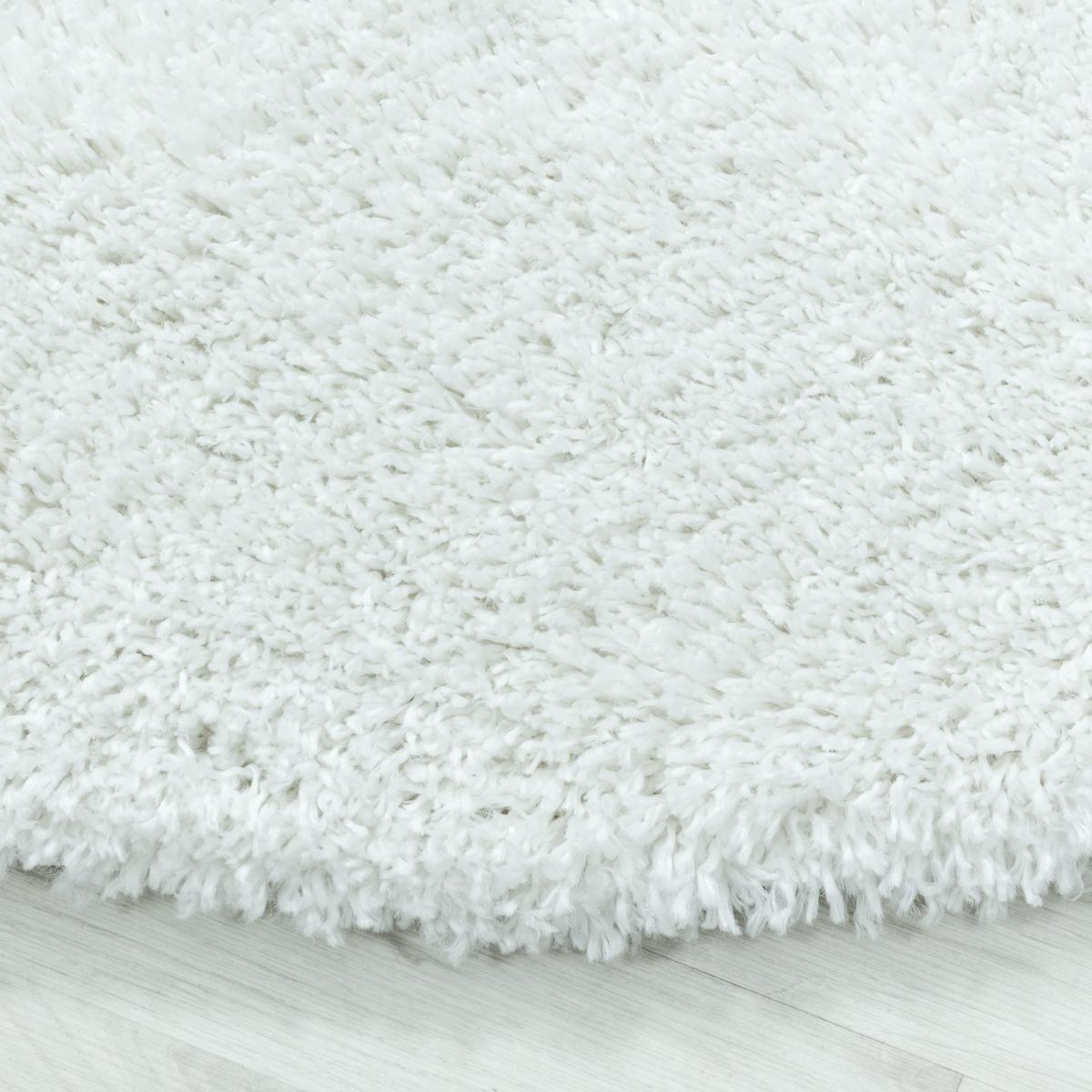 Tapis rond poils longs shaggy Ø80cm tissé blanc motif uni UNI B - 2