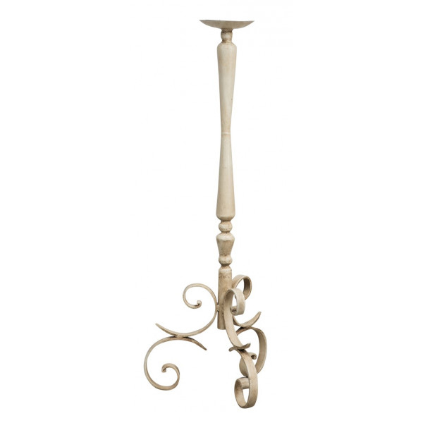 Biscottini candelero de pie de hierro forjado - candelabro de pie con acabado envejecido - portavelas para salón y comedor - 27x82